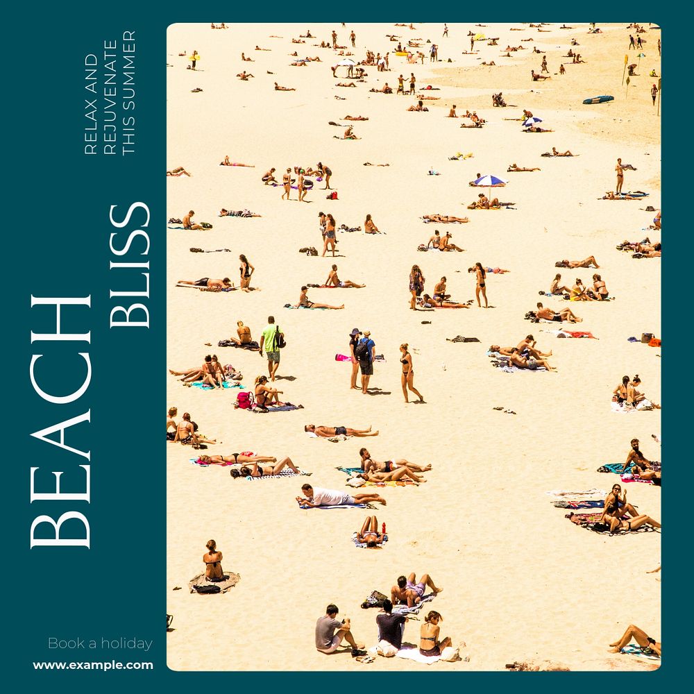 Beach bliss Instagram post template, editable design