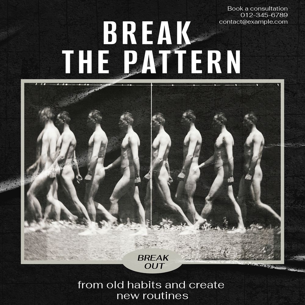 Break the pattern Instagram post template, editable social media design