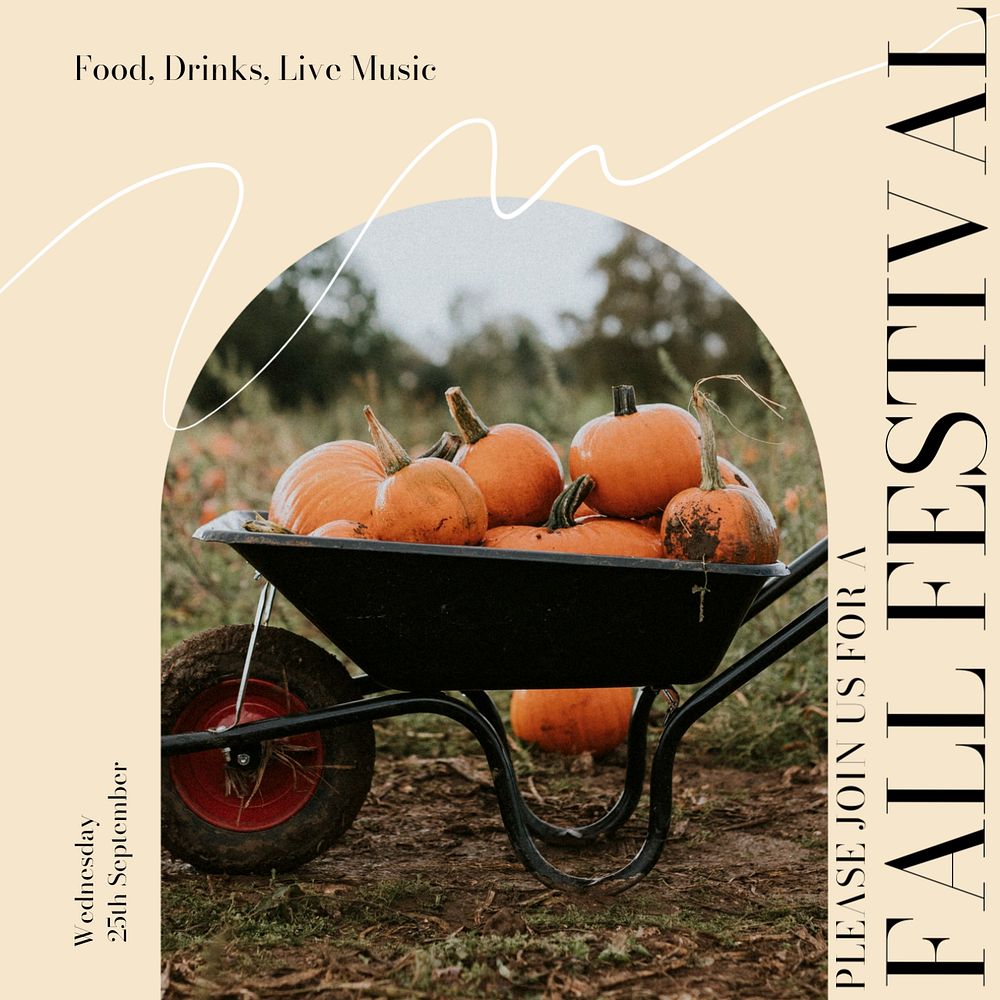 Fall festival, autumn Instagram post template, editable social media design