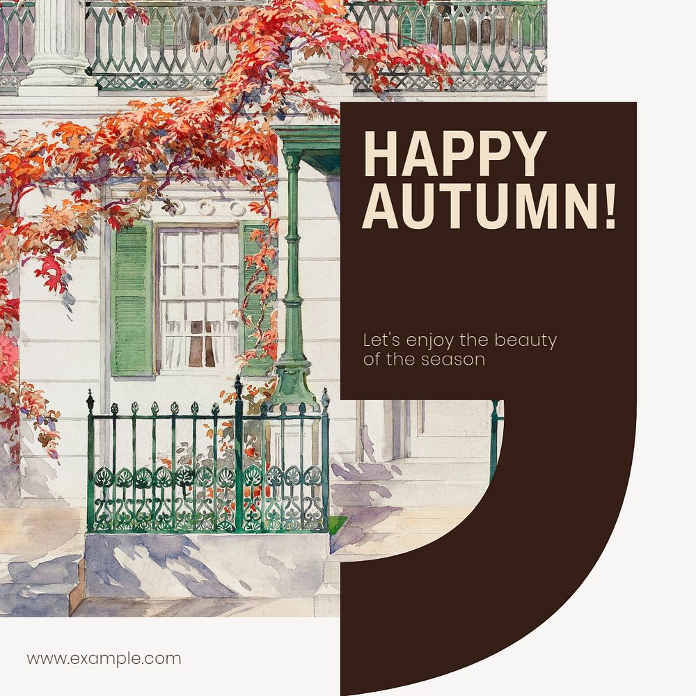 Happy autumn Instagram post template, editable design