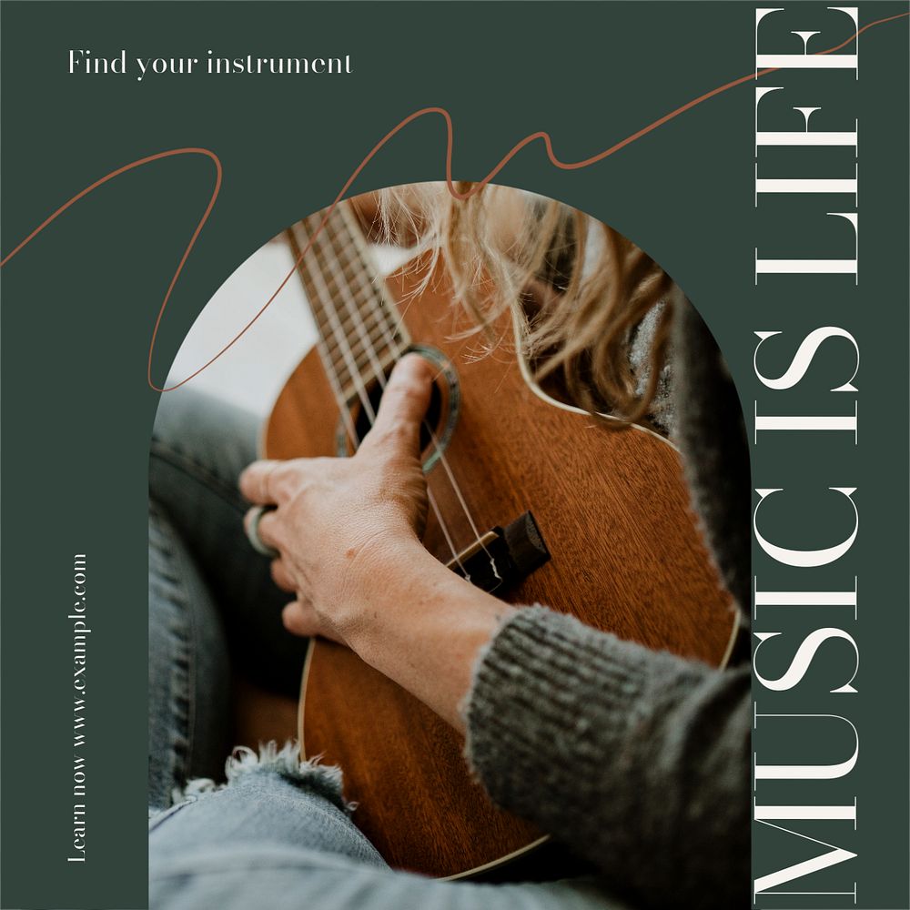 Music is life social media template, editable design