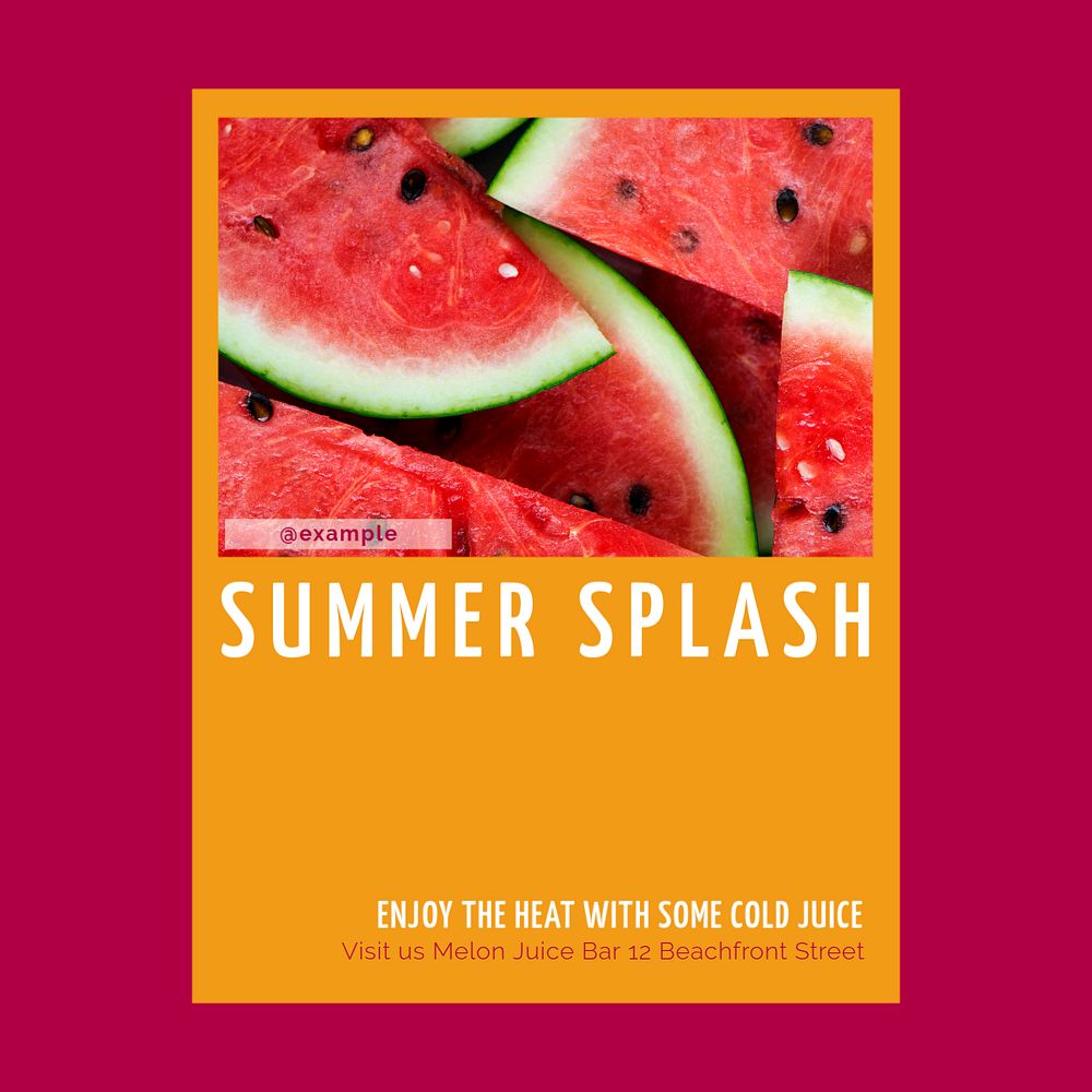 Summer splash Instagram post template, editable design