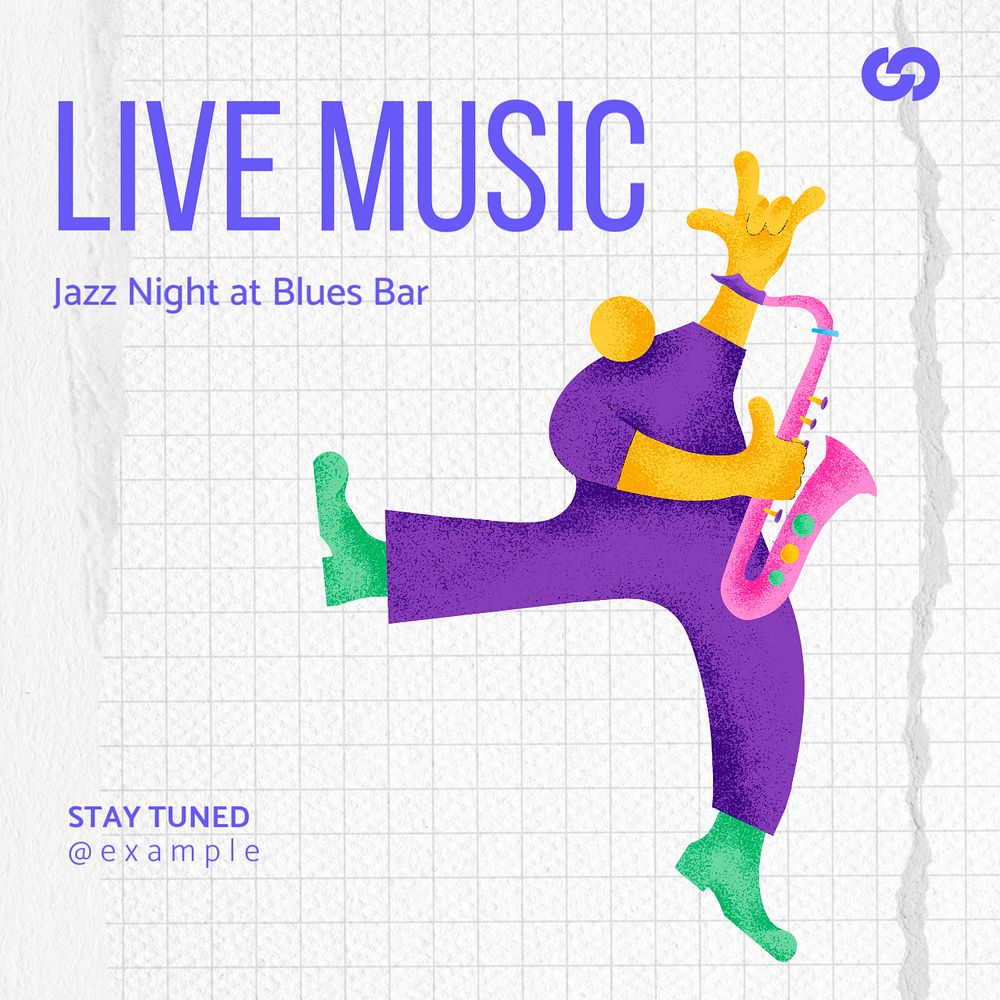 Live music Instagram post template, editable text