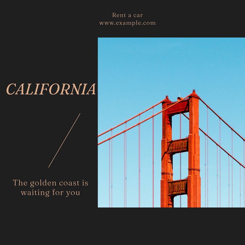 California travel Instagram post template, editable social media design