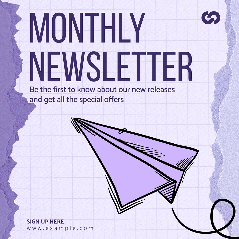 Monthly newsletter Instagram post template, editable text