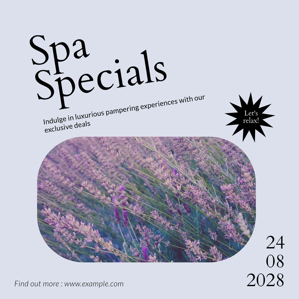 Spa specials Instagram post template, editable social media ad