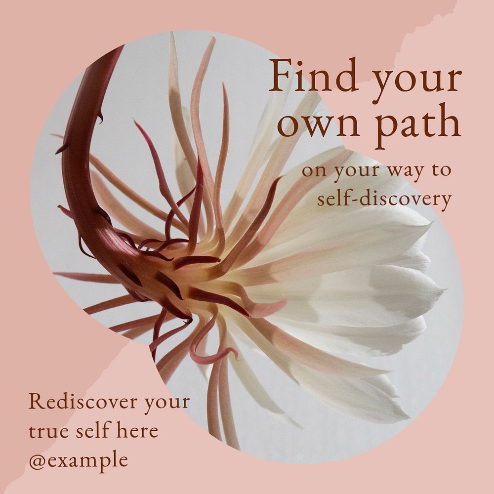 Self discovery nature Instagram post template, editable text