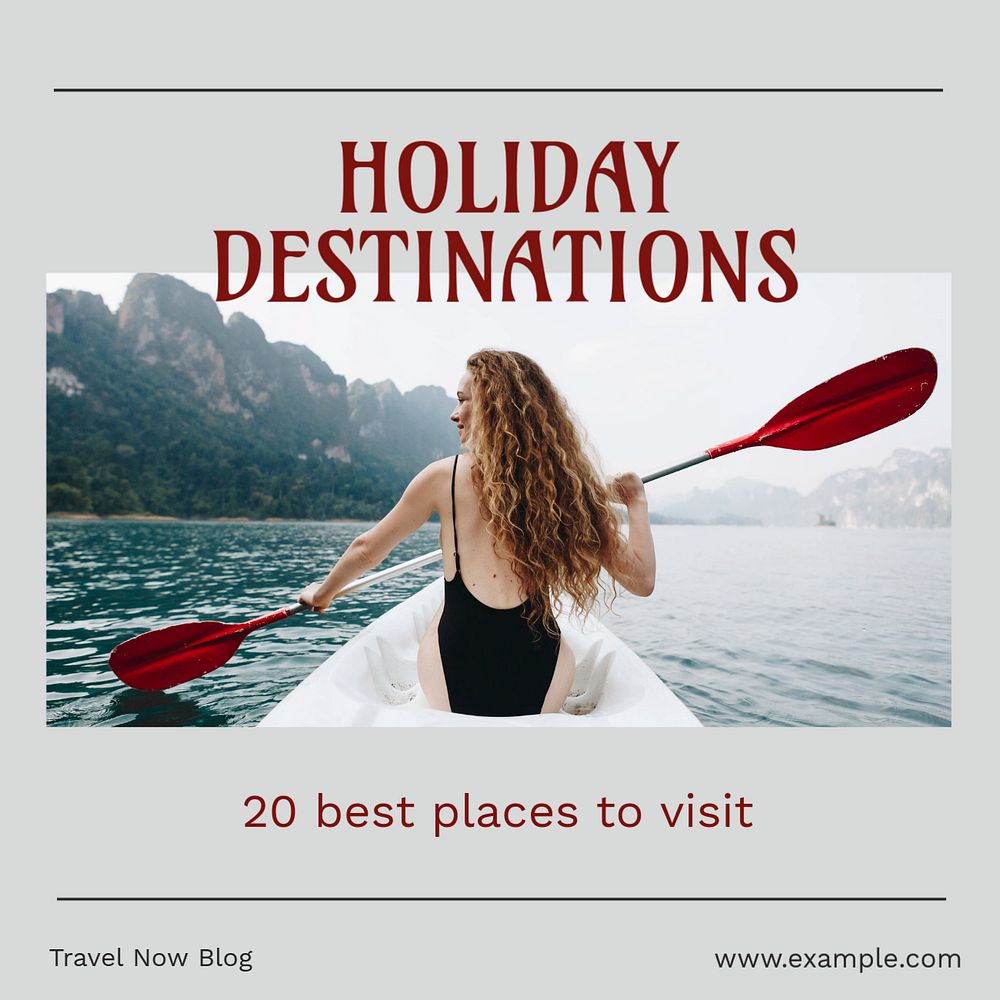 Holiday destinations Instagram post template, editable social media ad