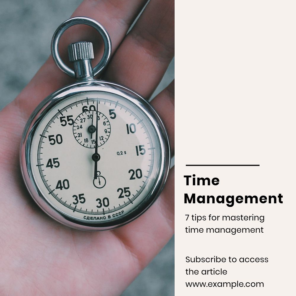 Time management Instagram post template, editable social media ad