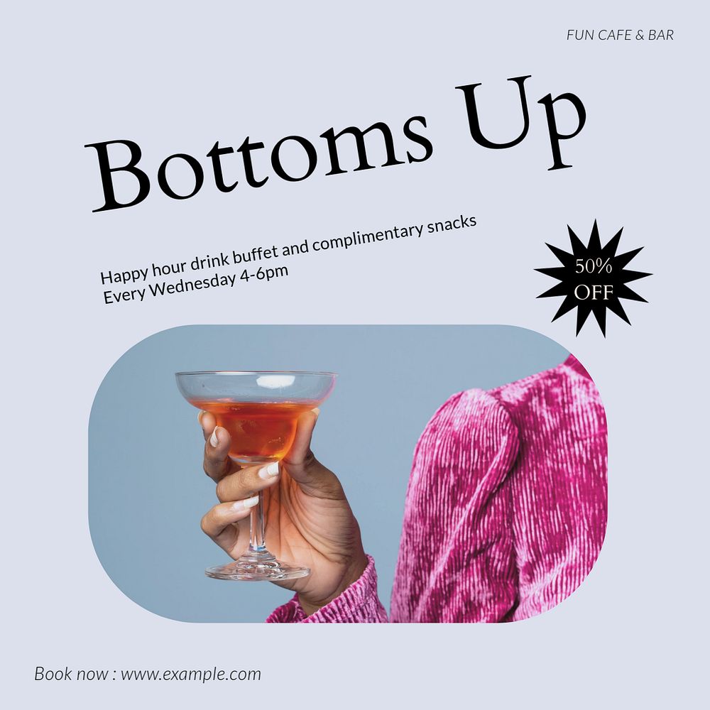 Bottoms Up Instagram post template, editable social media ad