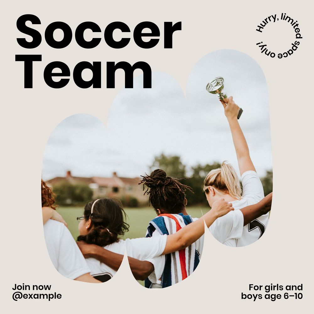 Soccer Team Instagram post template, editable social media ad