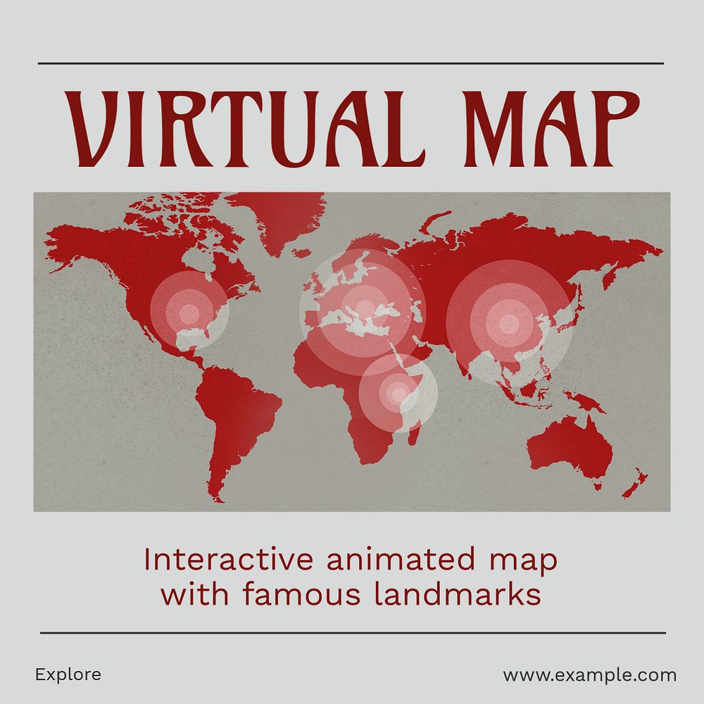 Virtual map Instagram post template, editable social media ad