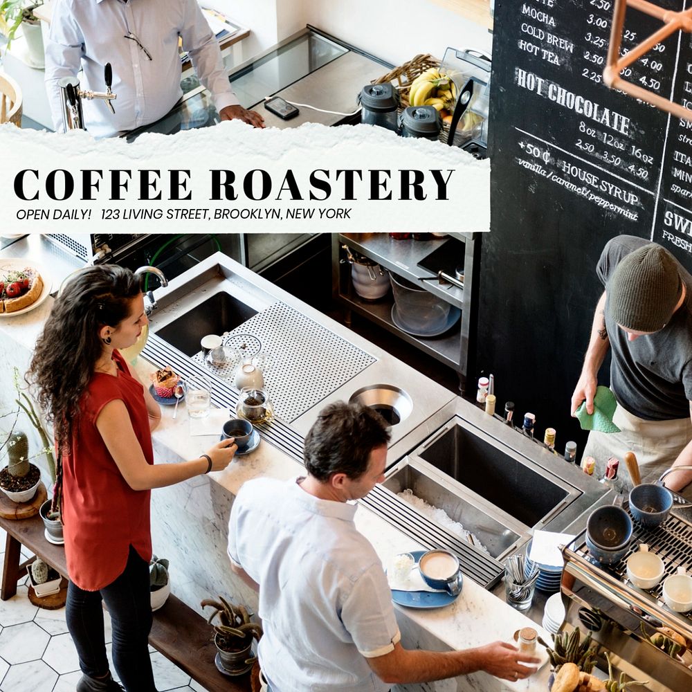 Coffee roastery Instagram post template, editable social media ad