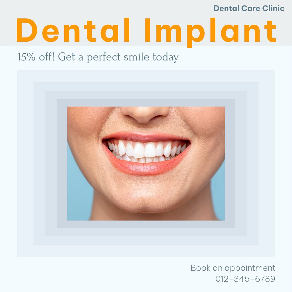 Dental implant Instagram post template, editable text