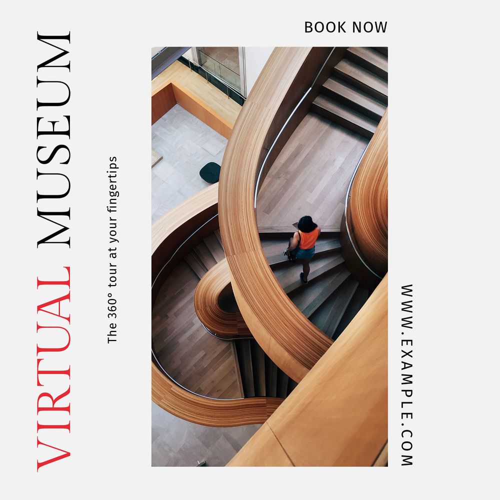 Virtual museum Instagram post template, editable social media ad