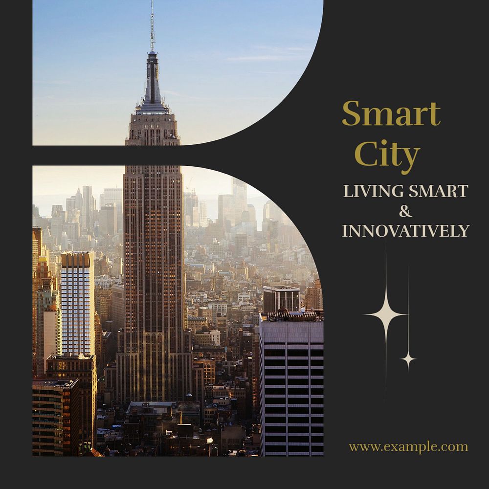 Smart city Instagram post template, editable design