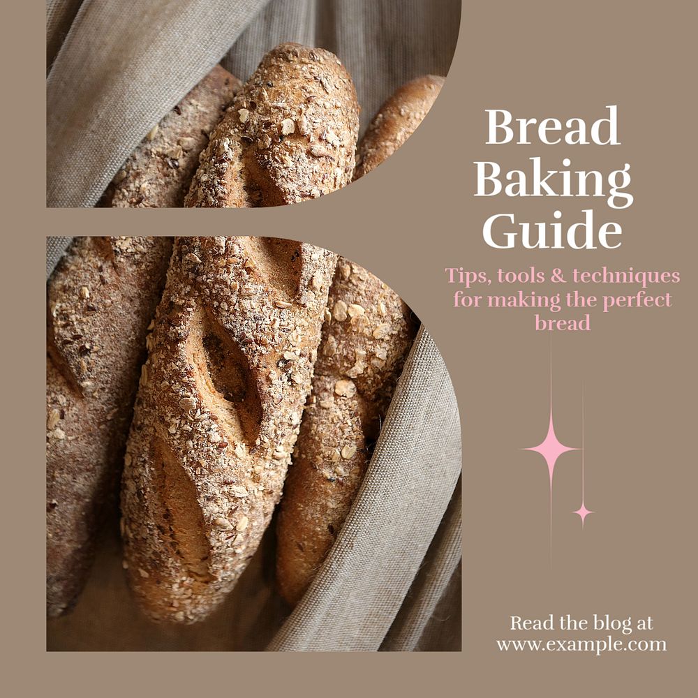 Bread baking guide Instagram post template, editable design