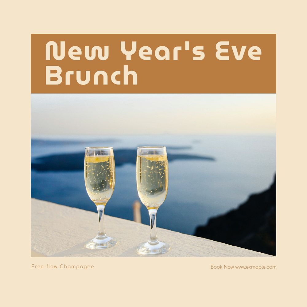 NYE brunch Instagram post template, editable social media design