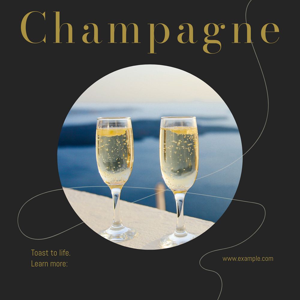 Champagne Instagram post template, editable social media design