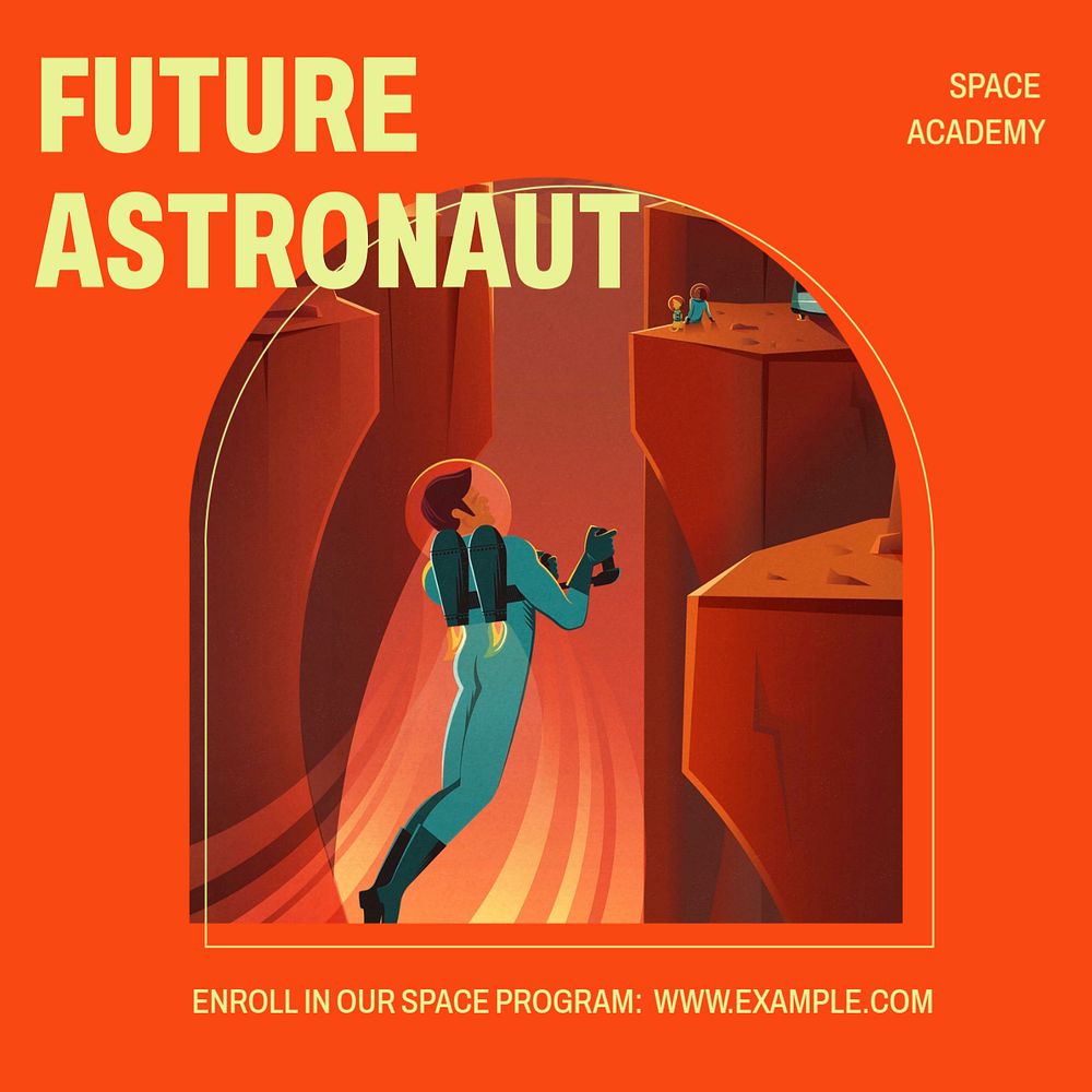 Future astronaut  Instagram post template, editable social media ad