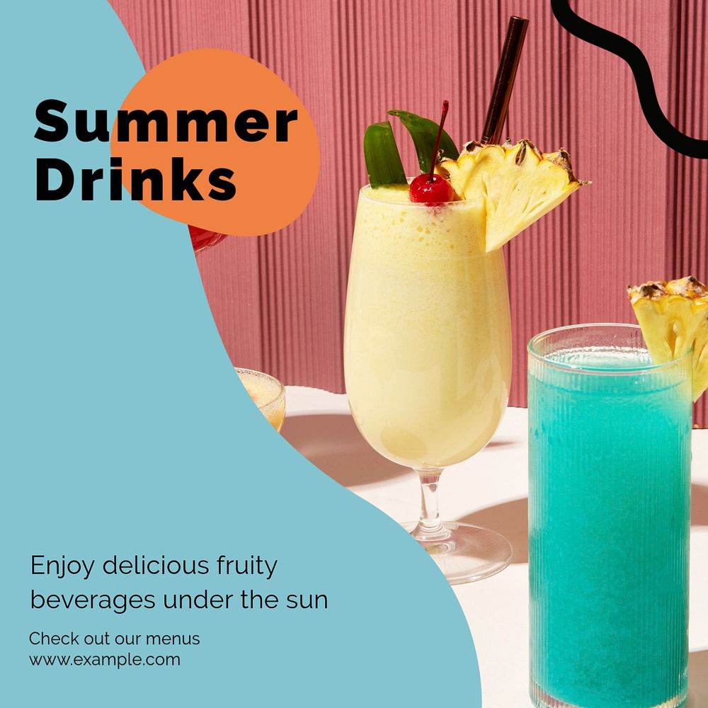 Summer drinks Instagram post template, editable social media ad