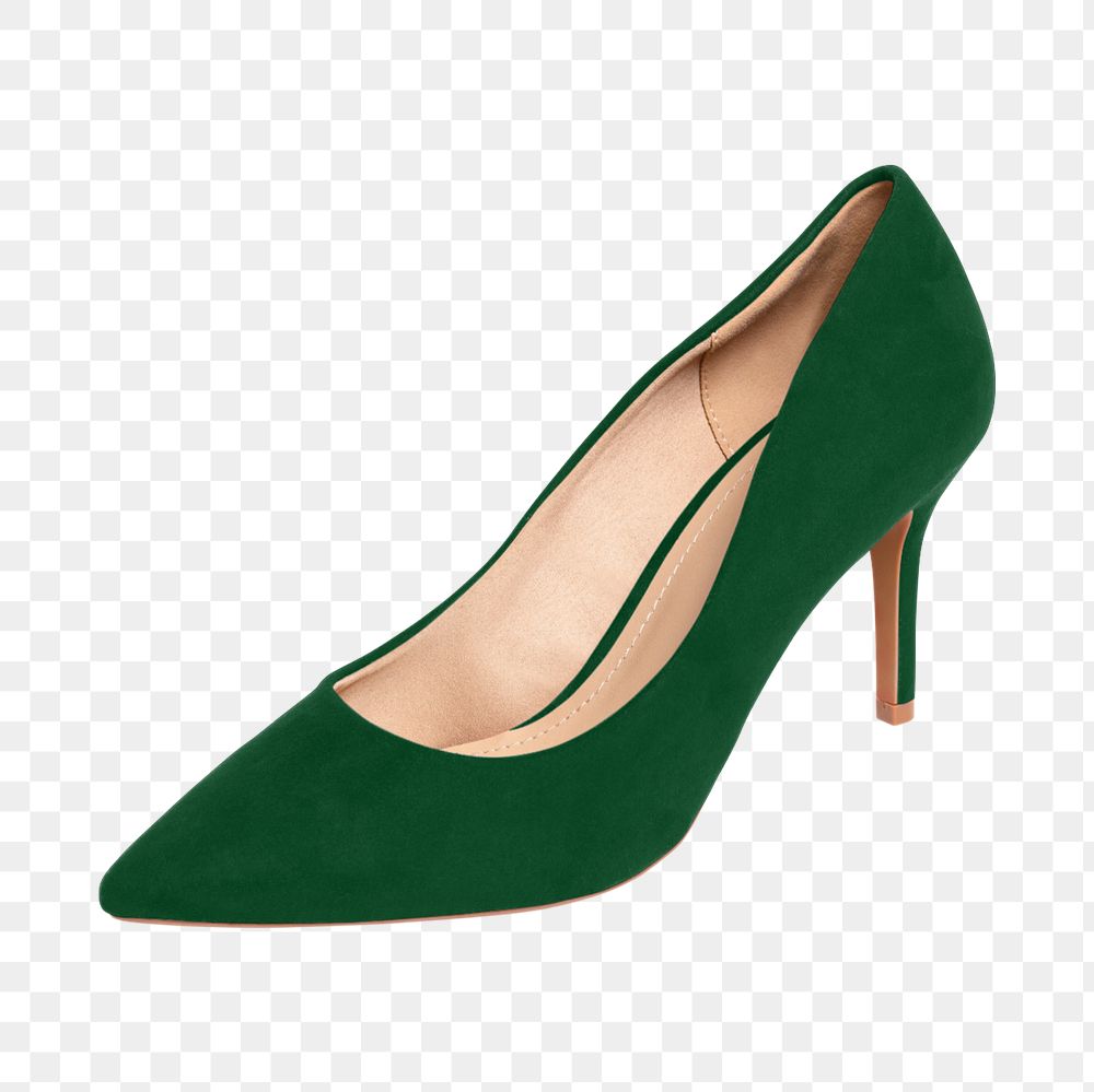 Green high heels png mockup element, editable fashion