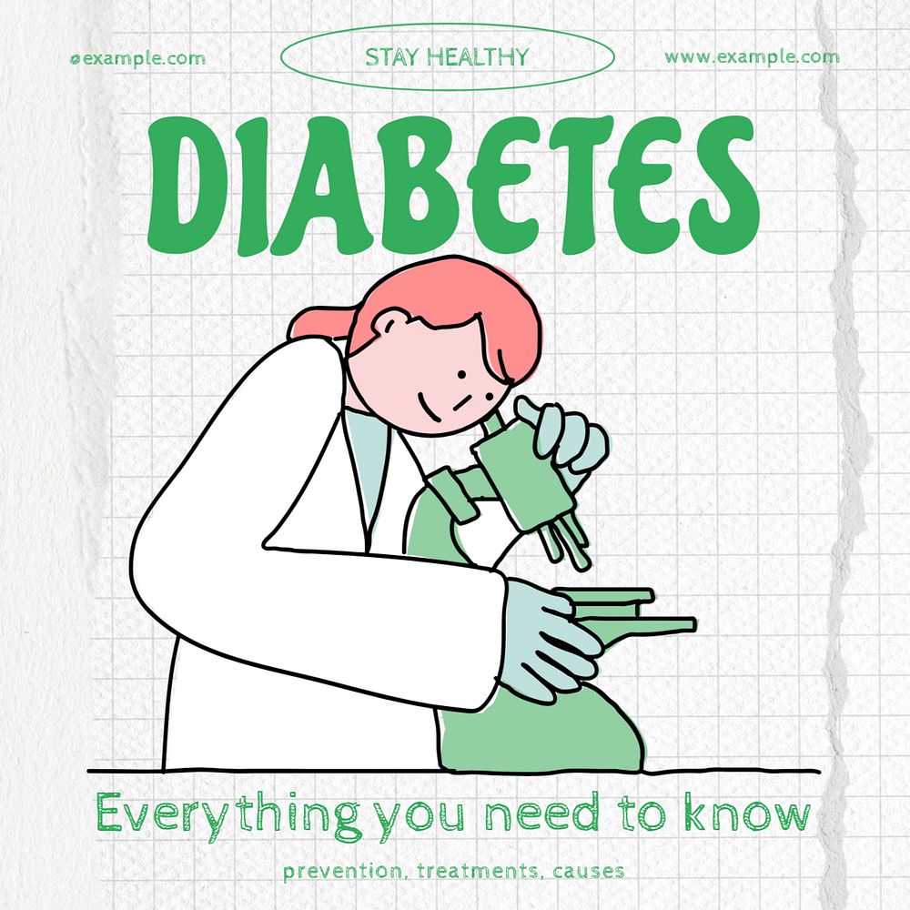 Diabetes social post template, editable design for Instagram