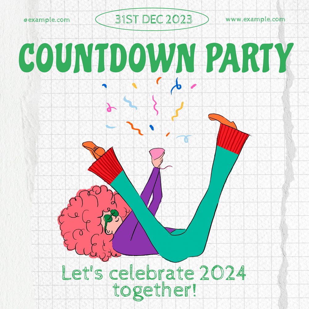 Countdown party Instagram post template, editable text