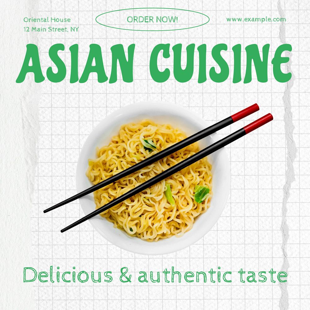 Asian cuisine Instagram post template, editable text