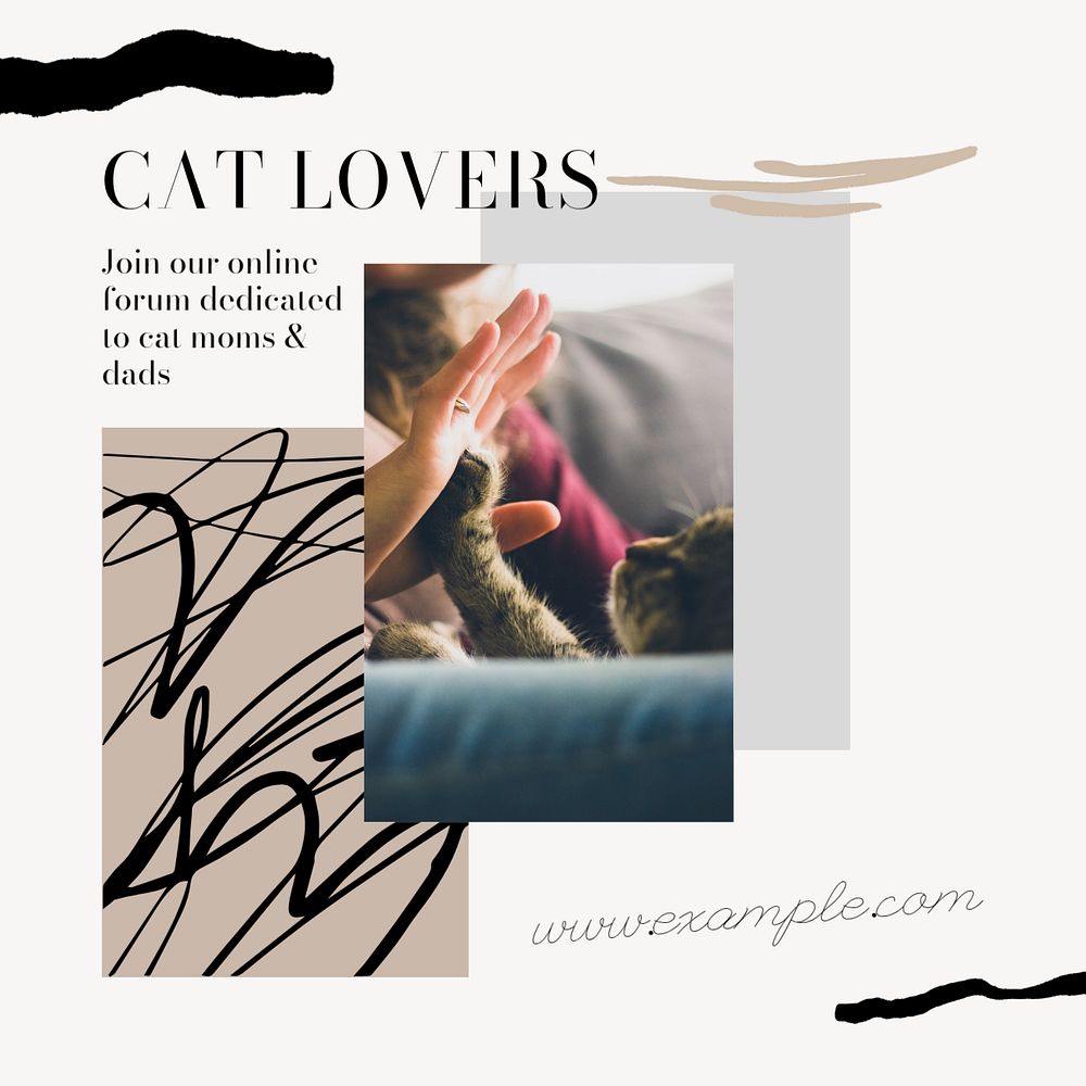 Cat lover Instagram post template, editable social media design