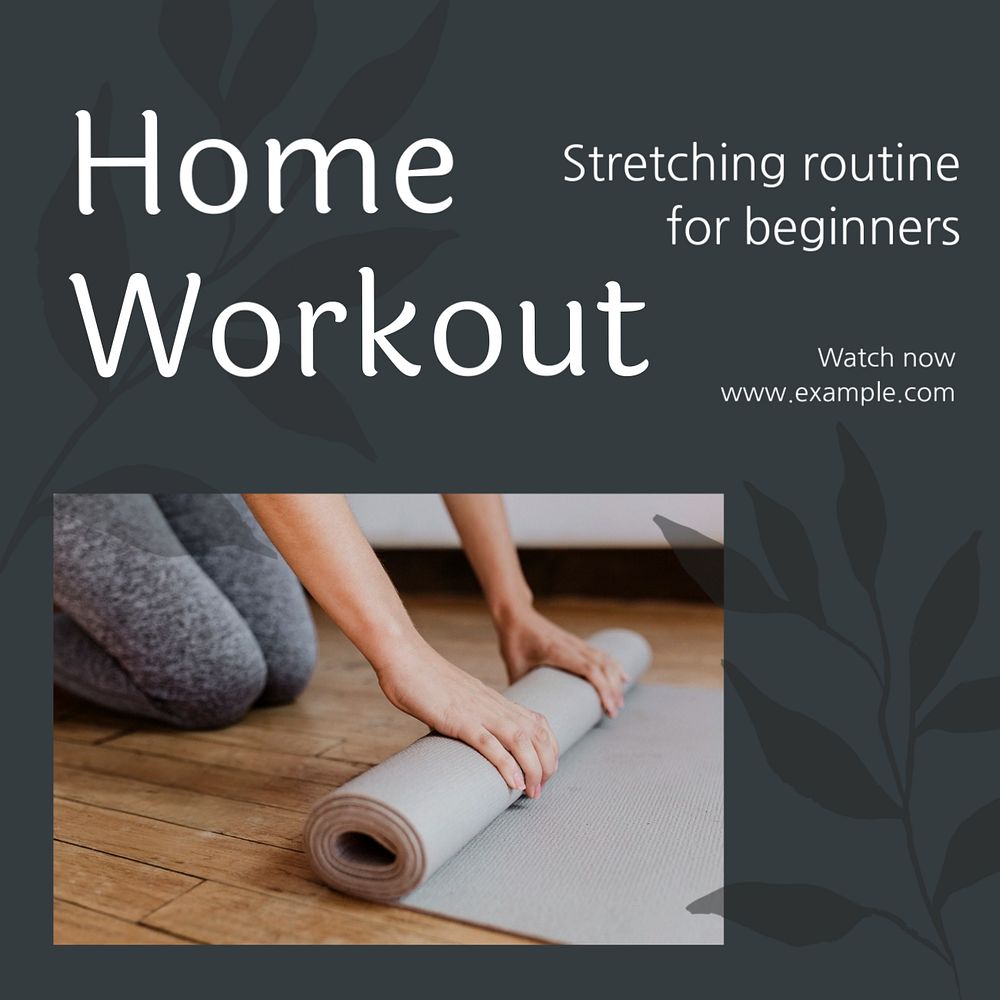 Home workout Instagram post template, editable social media ad