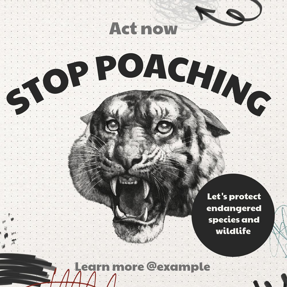 Stop poaching Instagram post template, editable text