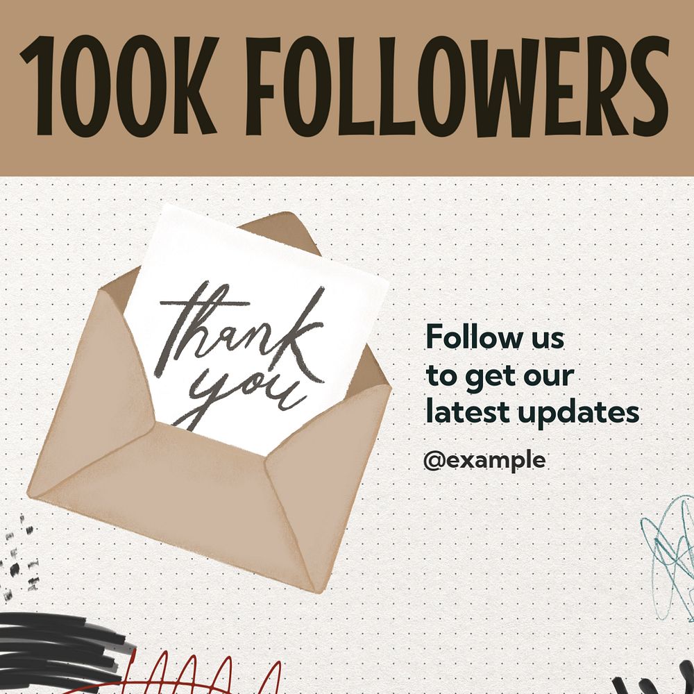 Thank followers Facebook post template, editable design