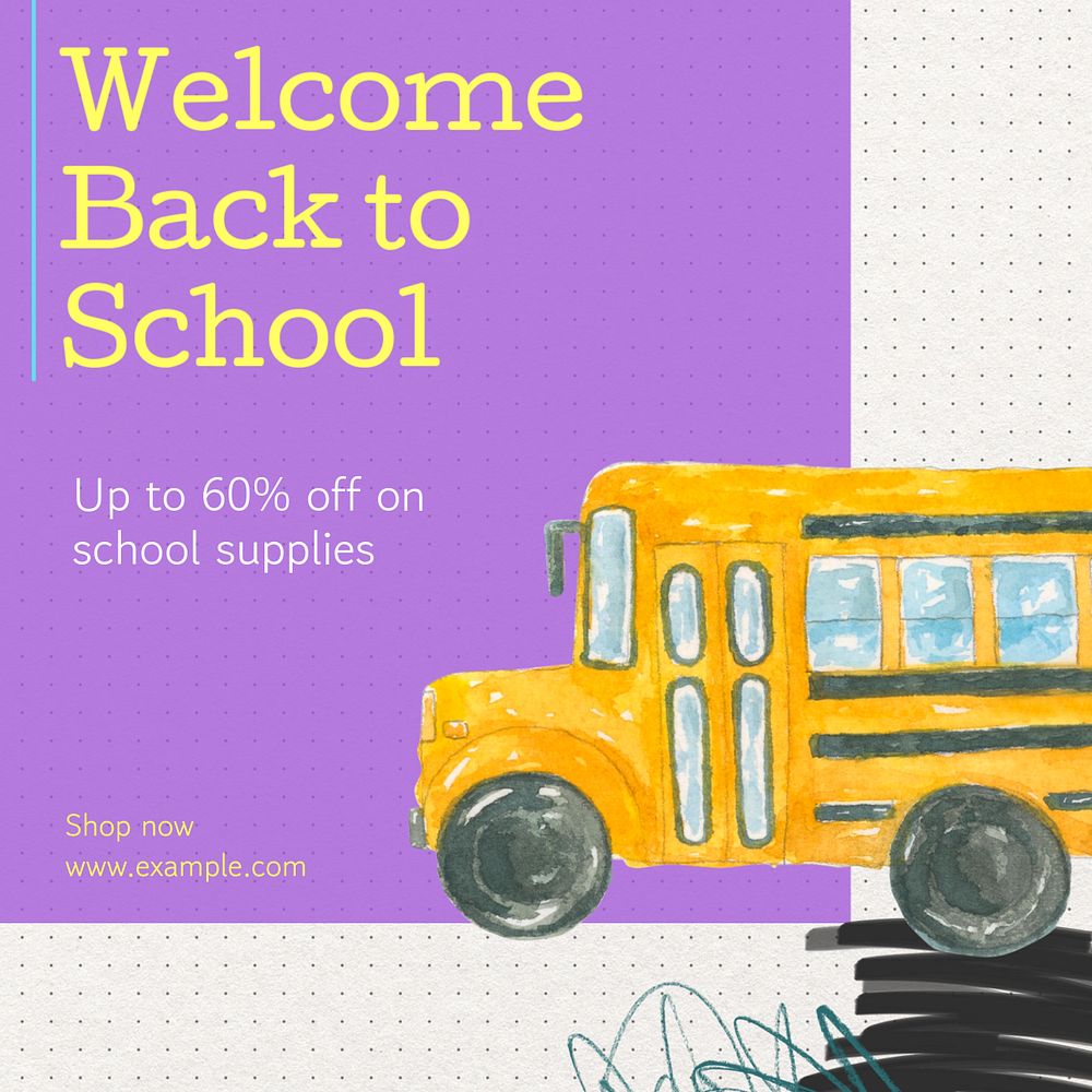 Back to school sale Instagram post template, editable text