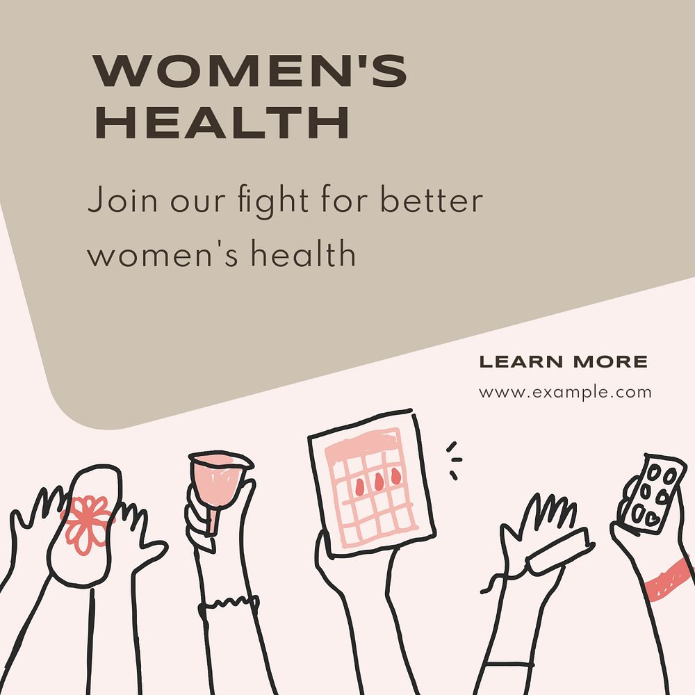 Women's health Instagram post template, editable social media ad