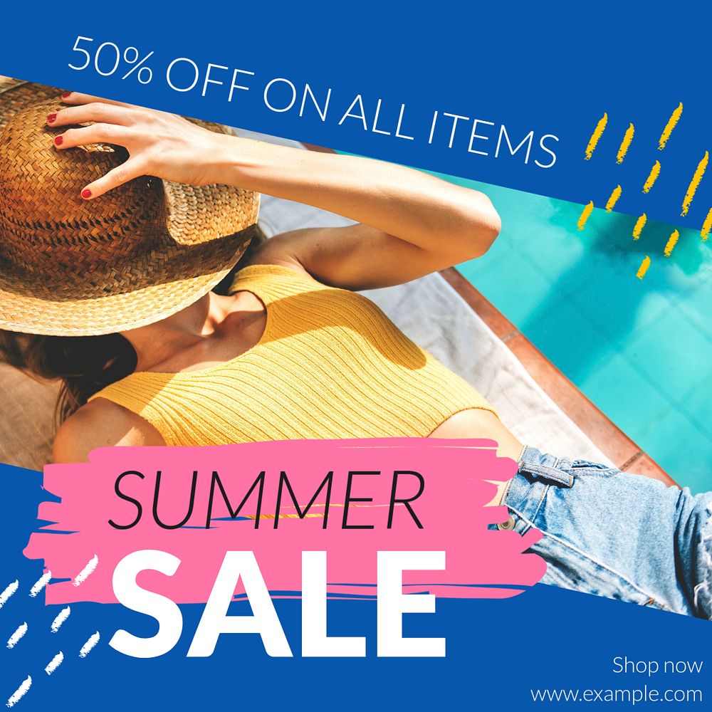 Summer sale Instagram post template, editable social media ad