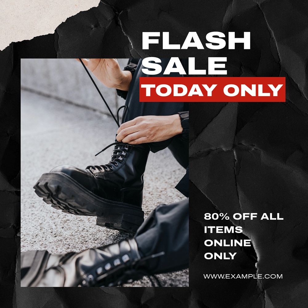 Flash sale Instagram post template, editable social media ad