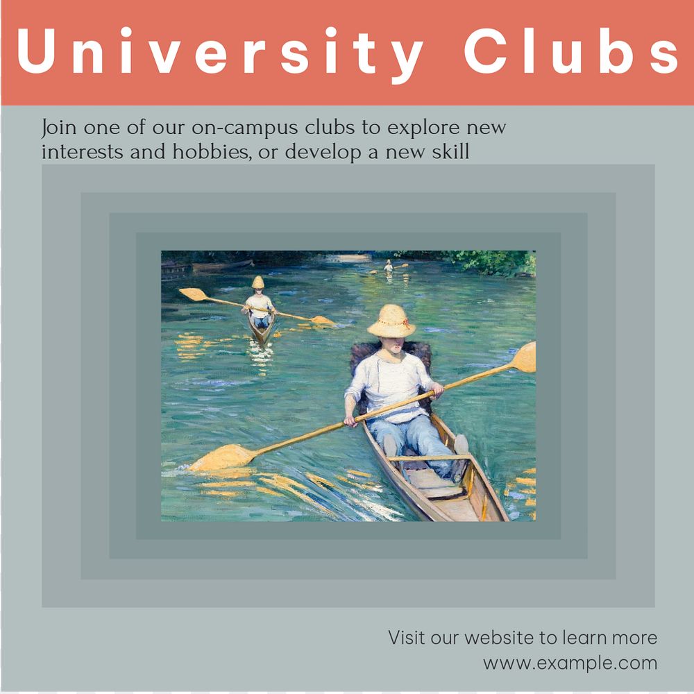 University clubs social media template, editable design