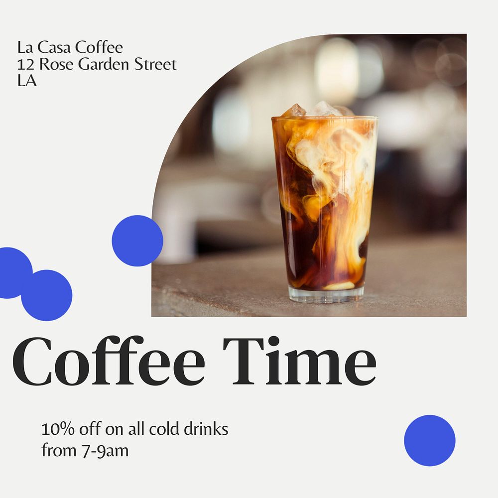 Coffee time social media template, editable design