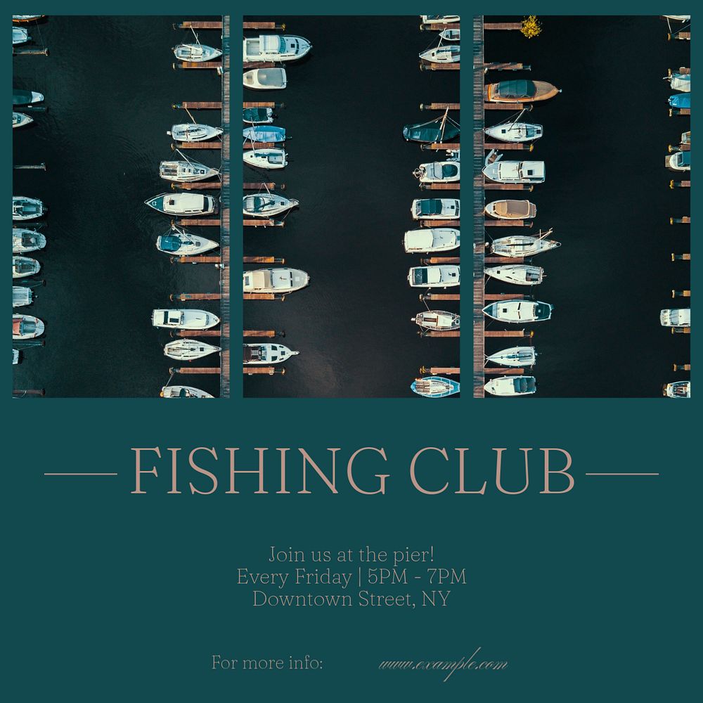 Fishing club Instagram post template, editable social media design