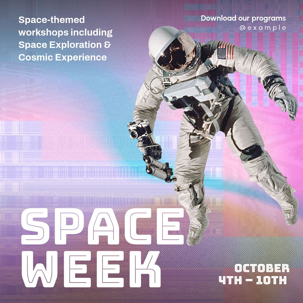 Space week Instagram post template, editable text