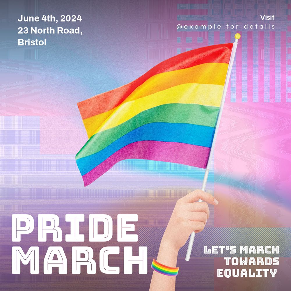 Pride march Instagram post template, editable text