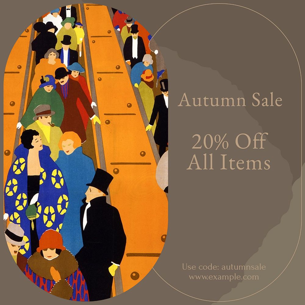 Autumn sale social media template, editable design