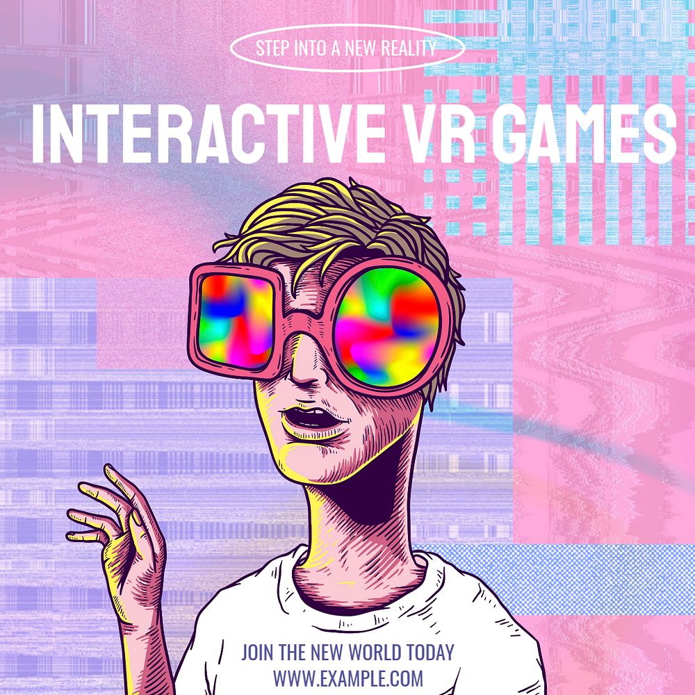 VR games Instagram post template, editable text