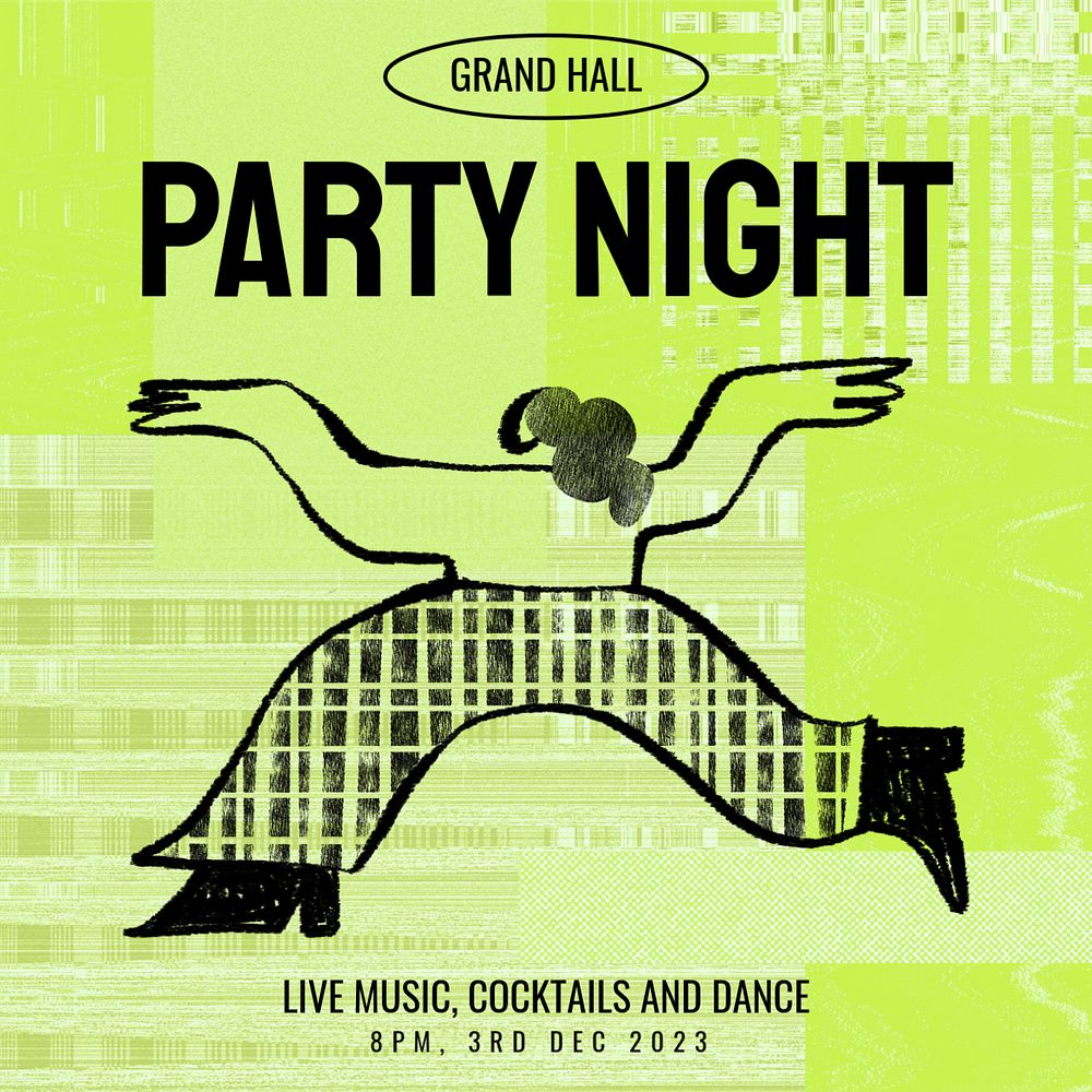 Party night Facebook post template, editable design