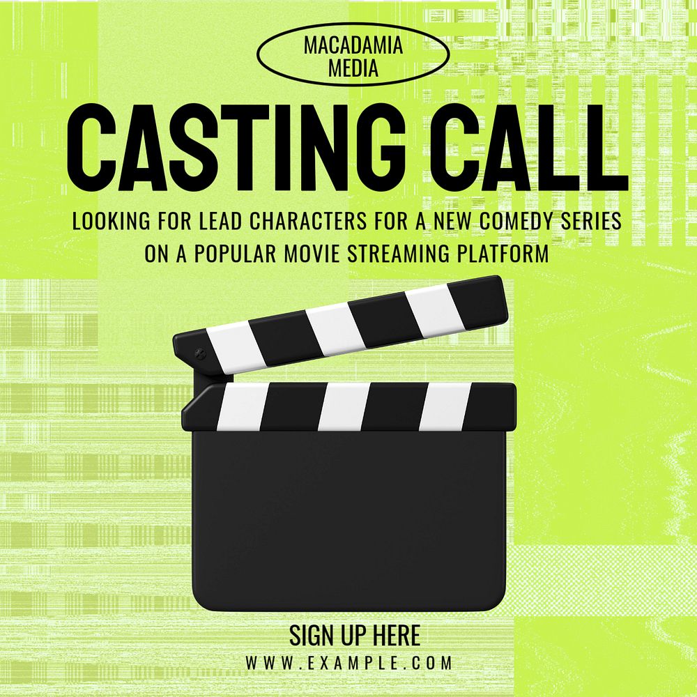 Casting call Instagram post template, editable text