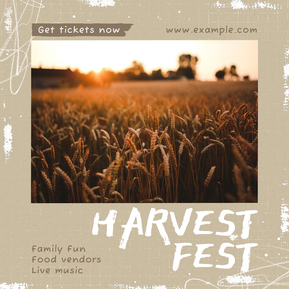 Harvest fest social media template, editable design