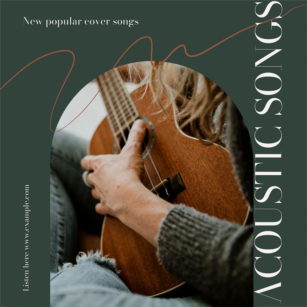 Acoustic songs social media template, editable design