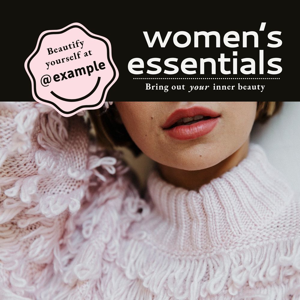 Women’s essentials social media template, editable design