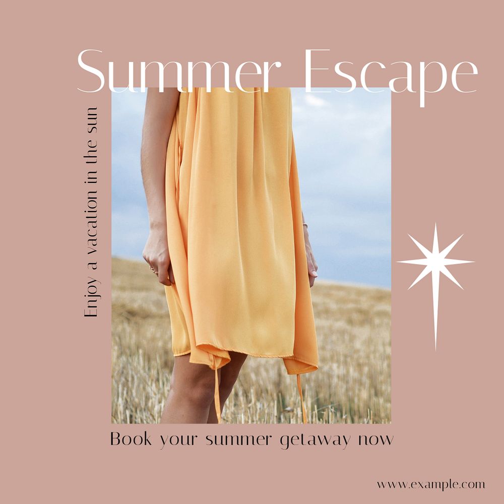 Summer escape social media template, editable design